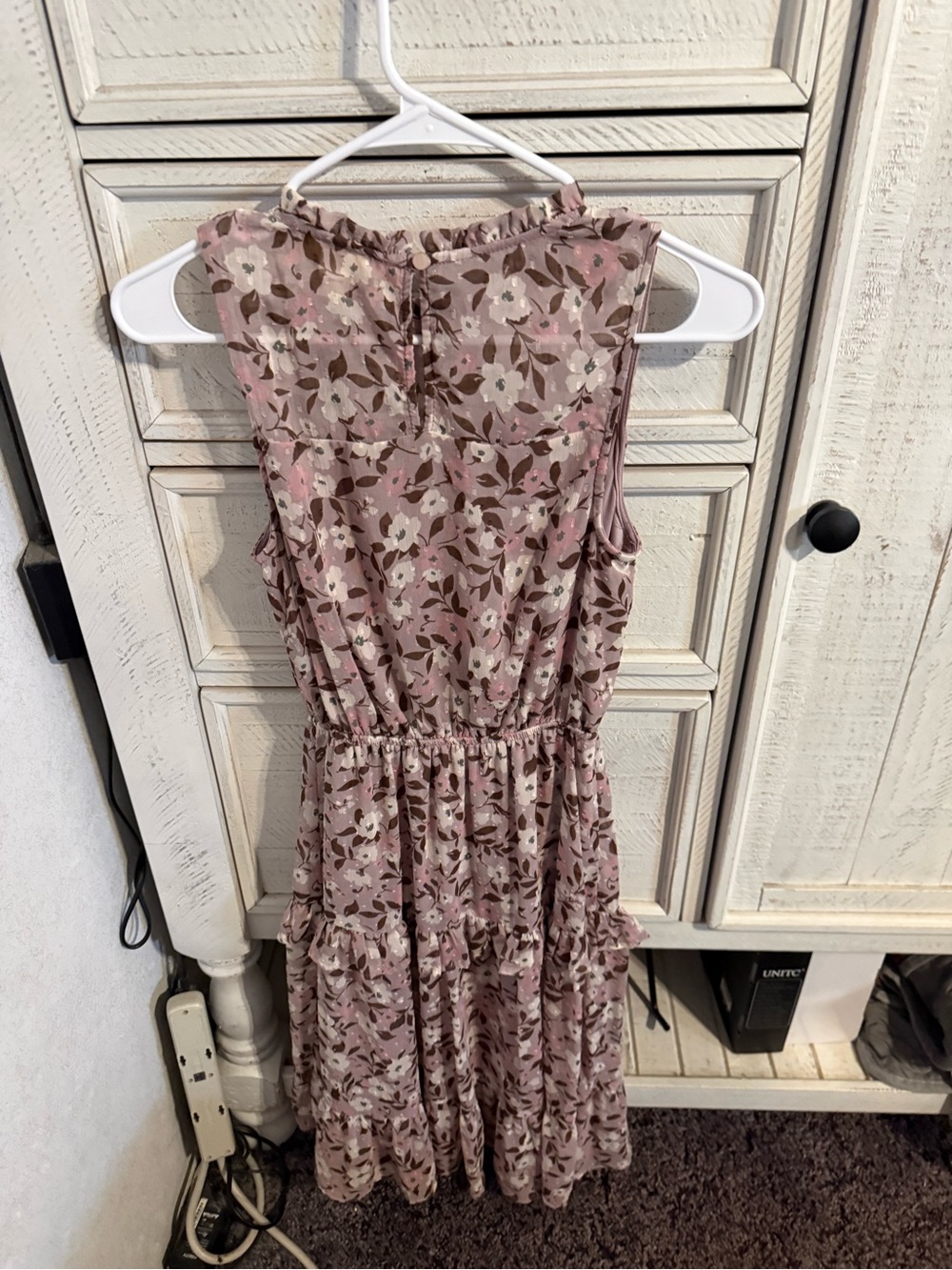 Monteau Dusty Rose Floral Tiered Maxi Dress